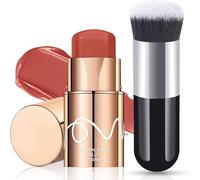 Blush Stick, Crema di Fard per Occhi Labbra e Guance, Fard per il Viso con Pennello, Contouring Viso Stick in Crema, Lunga Durata Leggero Stick di Fard, Liscia Blush per Tutte Le Tonalità Della Pelle