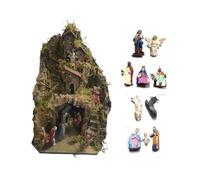BLUSUPERSHOP 1 presepe completo art 1 picc 25x25 alto 35 cm con luci sughero e legno napoletano con 11 pastori plastica 8 cm o terracotta 7 cm statuine presepe tempio