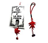 BLUSUPERSHOP 1 targa CARTONCINO 10X15CM art7 da appendere in casa o bar ALTA 23 cm circa cartello la tua invidia e' la mia forza + 1 portachiavi horn charms lucky jella