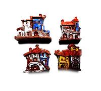 BLUSUPERSHOP RICEVI 4 mini CASETTE MISTE 5, 6 CM ALTE 4-5 CM circa miniature plastica da dipingere per MONTAGNE pastori statuine presepe ricevi un portachiavi mar