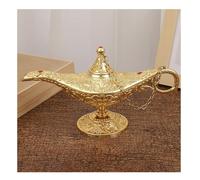 BLUVLY Lampada Magica di Aladino Grande da 34cm in Oro, Lampada dei Desideri in Metallo Lampada da tè Vintage for La Casa, Lampada da Desiderio del Genio di Aladino, Ornamenti for La Casa