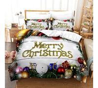 BluvLy Natalizio Natale Natalizi 240X260Cm Copri Piumino Comodo E Resistente Microfibra Di Alta Qualità Parure Copripiumino Matrimoniale + 2 Federe 50X75