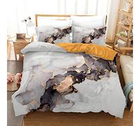 BluvLy Sacco Copripiumino Matrimoniale Marmo Microfibra Di Alta Qualità Copripiumone 240 X 260 Cm + 2 Federe 50X75 Comodo E Resistente