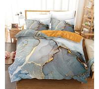 BluvLy Set Copripiumino Matrimoniale Marmo Microfibra Di Alta Qualità Copripiumino 3D 220 X 240 Cm + 2 Federe 50X75 Comodo E Resistente