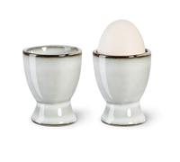 Bluweet Portauovo in ceramica, set da 2 pezzi, porta uova in porcellana, decorazione regalo di Natale, compleanno, motivo marmo, grigio