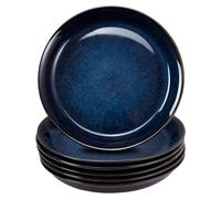 Bluweet Set di piatti da 6 persone, piccoli piatti in gres porcellanato, 6 pezzi, piatti piani da pranzo, antigraffio, lavabili in lavastoviglie, superficie smaltata blu (28 cm)