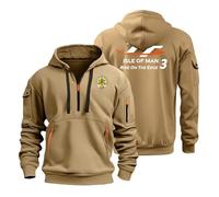 Bluxir Felpa da Uomo con Cappuccio Is.le of M.a.n T.T, sweat a Maniche Lunghe, per Unisex Adulti, Felpa(Khaki,S)