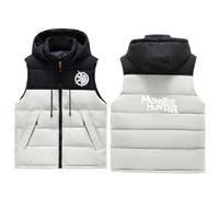 Bluxir Giubbotto Senza Maniche Uomo Monst-er Hunt-er, Gilet in Smanicato Elegante, Invernale Gilet Sportivo Senza, coat(White,XXL)