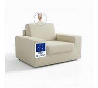 BLUZIMAN® Copridivano 1 Posto Con Braccioli, Copri Divano Super Elasticizzato Sofa Cover, Antigraffio Copridivani, Prodotto in Europa, Fodera Antimacchia (UN Posto, Avorio)
