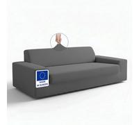 BLUZIMAN® Copridivano 4 Posti Con Braccioli, Copri Divano Super Elasticizzato Sofa Cover, Antigraffio Copridivani, Prodotto in Europa, Fodera Antimacchia (QUATTRO Posti, Grigio)