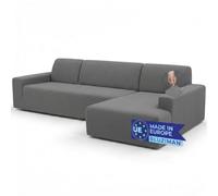 BLUZIMAN® Copridivano Con Braccioli, Copri Divano Super Elasticizzato Sofa Cover, Antigraffio Copridivani, Prodotto in Europa (Grigio, Chaise longue DESTRA (Vista fronte) Bracci. CORTO)