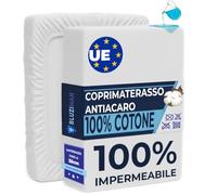BLUZIMAN® Coprimaterasso Matrimoniale Impermeabile 180x200, Altezza max. 35 cm, Fatto in Europa, Proteggi Materasso Cotone, Telo Impermeabile, Copri Materasso Antiacaro (Letto 180x190/200)