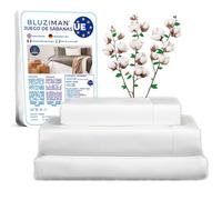 BLUZIMAN® Set Lenzuola Matrimoniali Premium Prodotto in Spagna, Completo Letto 100% Puro Cotone, Sotto con Angoli, Lenzuola Sopra e 2 Federe 110x45cm (Bianco, Letto 180)