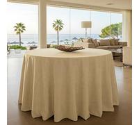 BLUZIMAN® Tovaglia Rotonda Grande 100 Fatto in Europa al 100% con Cotone, Copritavolo Moderno Elegante Tessuto Jacquard di Pregio, Copri Tavolo Soggiorno Cucina (Tovaglia Diametro 250cm, Beige-Dorato)