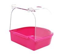 BLWOTMOR Bird Bath Box Vaschetta Appendibile Gabbia Contenitore Acqua Anti Scivolo Materiale PP per Parrocchetti Canarini Cocorite Animali Domestici, Rosa