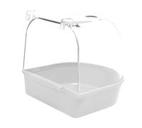 BLWOTMOR Bird Bath Box Vaschetta Appendibile Gabbia Contenitore Acqua Anti Scivolo Materiale PP per Parrocchetti Canarini Cocorite Animali Domestici, Bianco