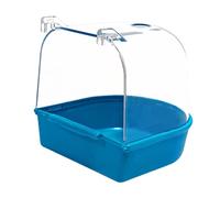 BLWOTMOR Bird Bath Box Vaschetta Appendibile Gabbia Contenitore Acqua Anti Scivolo Materiale PP per Parrocchetti Canarini Cocorite Animali Domestici, Blu