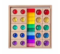 BLWOTMOR Blocchi Sensory per Bambini Set Didattico con Mattoncini Acrilici Blocchi Trasparenti Struttura in Legno Attività di Riconoscimento Colori E