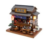 BLWOTMOR Casa Puzzle Assemblaggio Miniatura Casa Giapponese Pannelli Decorativi Lanterna Banco Mensole Adatta per Ornamento Libreria Tavolo Soggiorno Studio 19x14x15.5cm