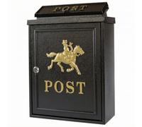 BLWOTMOR Cassetta Delle Lettere da Esterno Cassetta Postale Delle Lettere Cassetta Murale in Metallo Dallo Stile Classico, Nero, Pannello Vuoto