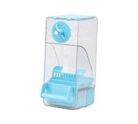 BLWOTMOR Mangiatoia Automatica per Uccelli, Mangiatoia per Pappagalli, Accessorio per Gabbia, Contenitore per Cibo con Comodo Posatoio, Taglia Media, Blu