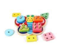 BLWOTMOR Puzzle in Legno Bambini Blocchi Forme Farfalla Stacker Geometrico con Base Piana Incastri Giocattolo Educativo Prescolare Adatto a Casa Regali