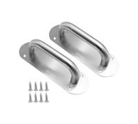 BLWOTMOR Set di 2 Maniglie per Porte in Acciaio Inox, Complete di Placche E Viti, Accessori Multifunzionali per Porte in Legno, Piccolo Ovale