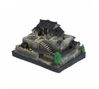 BLWOTMOR Statuetta Casa in Resina Miniatura Scultura Modellino Ornamento con Texture Dettagliate E Cortile Antico Funzione Base Creativa per Micro Paesaggio, 24 18 12cm, Stile 4