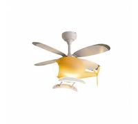 BLWOTMOR Ventilatore da Soffitto per Bambini Lampada Ventilatore Plafoniera Aereo Silenziosa Luce LED Risparmio Spazio Materiale Ferro Legno Acrilico Adatto a, Giallo, Controllo Vocale Offline