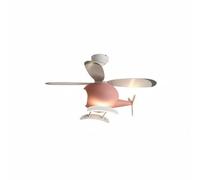 BLWOTMOR Ventilatore da Soffitto per Bambini Lampada Ventilatore Plafoniera Aereo Silenziosa Luce LED Risparmio Spazio Materiale Ferro Legno Acrilico Adatto a, Rosa, style to 2