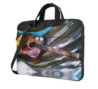 BLWSLC 600D Oxford Panno Antiurto Del Computer Portatile Borsa A Tracolla Acquarello Acquarello Chitarra Acustica Stampato Laptop Tote Bag, Nero , 14 inch