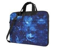 BLWSLC 600D Oxford Panno Antiurto Del Computer Portatile Borsa A Tracolla Blu Universo Spazio Galassia Stampato Laptop Tote Bag Per Uso quotidiano, Nero , 15.6 inch