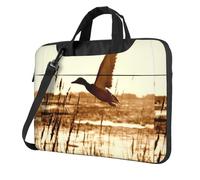 BLWSLC 600D Oxford Panno Antiurto Del Computer Portatile Borsa A Tracolla Duck Fly Upon River Stampato Laptop Tote Bag Per Uso quotidiano, Nero , 14 inch