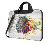 BLWSLC 600D Oxford Panno Antiurto Laptop Shoulder Bag Sinistro e Destro Cervello Vantaggio Stampato Laptop Tote Bag Per Uso quotidiano, Nero , 14 inch