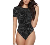 BLWSLC Abstract Science Chemie Illustratie 3D Printed tuta a maniche corte, strato interno da donna, abbinato a jeans a vita alta., Nero , S