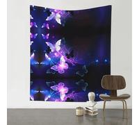 BLWSLC Arazzo decorativo da parete con farfalle bianche e viola stampate, adatto per camere da letto, soggiorni e decorazioni per la casa, 152,4 x 129,5 cm