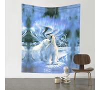 BLWSLC Arazzo decorativo da parete con orsi aurora boreale, stampato, adatto per camere da letto, soggiorni e decorazioni per la casa, 152,4 x 129,5 cm