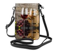 BLWSLC Art Red Wine Galsses & Grapes Borsa a tracolla in pelle con motivo floreale, adatta per viaggi, escursioni, campeggio o uso quotidiano.