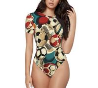 BLWSLC Ball Accumulation - Body intero da donna a maniche corte con scollo rotondo, da indossare da solo o a strati, Nero, XL