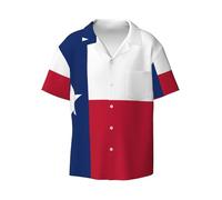 BLWSLC Bandiera del Texas - Camicia da uomo con colletto cubano a maniche corte e bottoni, stile casual, da spiaggia, resort e vacanze, nero, XL-5XL