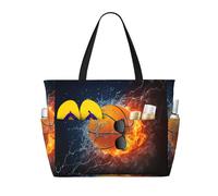 BLWSLC Basket on Fire e Water Flame Splashing (borsa da viaggio con fantasia, borsa a tracolla di grande capacità, adatta per vacanze, viaggi e uso in palestra.