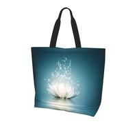 BLWSLC Bear Running Borsa a tracolla con fantasia, organizer riutilizzabile, adatta per viaggi, palestra e yoga., Fiore Di Loto Asiatico, Taglia unica