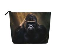 BLWSLC Beauty case da donna in finto lino stampato con gorilla di grande capacità, essenziale per tutti i giorni