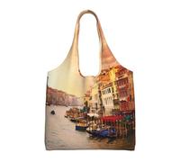 BLWSLC Bella borsa in tela stampata con vista sul canale di Venezia, borsa per il tempo libero, adatta per viaggi, pendolarismo o shopping
