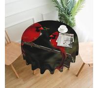 BLWSLC Bella tovaglia rotonda stampata con uccelli rossi, copertura per tavolo da pranzo, 152 cm, per interni ed esterni, feste, decorazione per tavolo da cucina