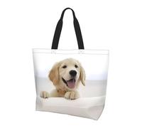 BLWSLC Borsa a tracolla a forma di cuore con petali floreali, organizer riutilizzabile, adatta per viaggi, palestra e yoga., Cane Carino Dorato, Taglia unica