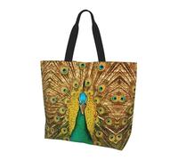 BLWSLC Borsa a tracolla con motivo a fiori di ciliegio, borsa da viaggio per lo shopping, la spiaggia e il fitness, Il pavone apre il suo schermo, Taglia unica