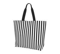 BLWSLC Borsa a tracolla con motivo a righe bianche e nere, borsone da viaggio per lo shopping, la spiaggia e il fitness, A righe bianche e nere., Taglia unica