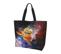 BLWSLC Borsa a tracolla con motivo citazioni di gioco, borsone da viaggio per lo shopping, la spiaggia e il fitness, Gatto divertente in Spacess, Taglia unica