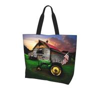 BLWSLC Borsa a tracolla con motivo floreale giallo con api gnomo, borsone da viaggio per lo shopping, la spiaggia e il fitness, Vecchio Trattore Foto Farm, Taglia unica